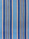 Denim blue, orange, red, and thin white stripes ticking. Sweden c.1940 - 70 cm × 4 meters 
