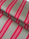 Swedish ticking in red and brown stripes. c.1900 - 70 cm × 2.8 meters