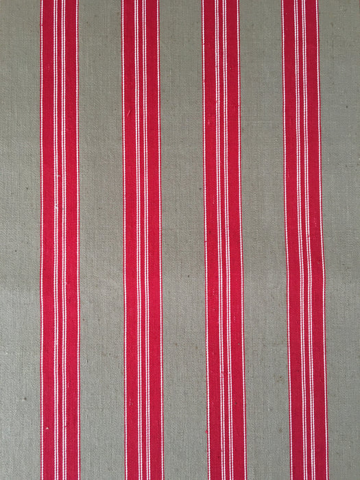 Swedish ticking in red and brown stripes. c.1900 - 70 cm × 2.8 meters