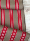 Swedish ticking in red and brown stripes. c.1900 - 70 cm × 2.8 meters