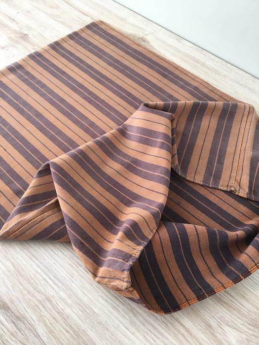 Swedish ticking cover in brown and tan stripes. c.1900 - 54×68 cm