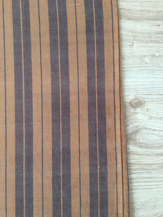 Swedish ticking in brown and tan stripes. c.1900