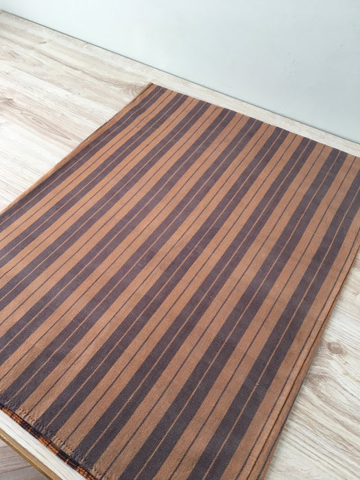 Swedish ticking cover in brown and tan stripes. c.1900 - 54×68 cm
