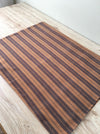 Swedish ticking cover in brown and tan stripes. c.1900 - 54×68 cm