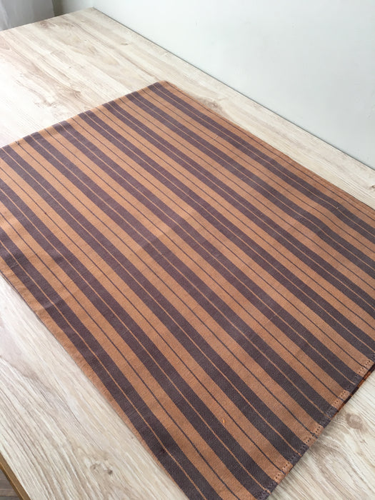 Swedish ticking cover in brown and tan stripes. c.1900 - 54×68 cm