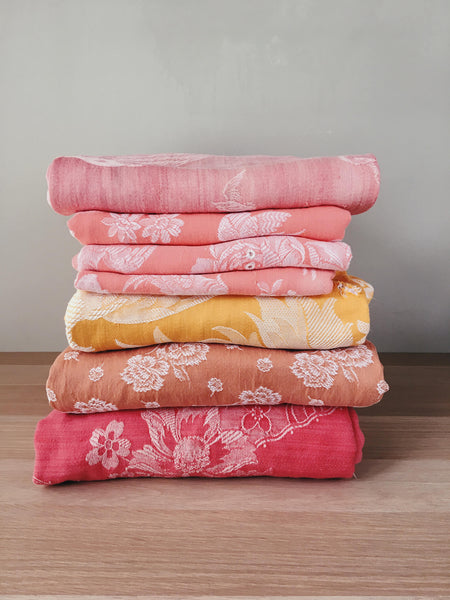 Antique Spanish tickings with flowers and birds - Various pieces