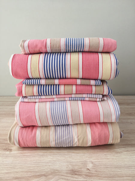 Antique Spanish pink striped tickings - Various pieces