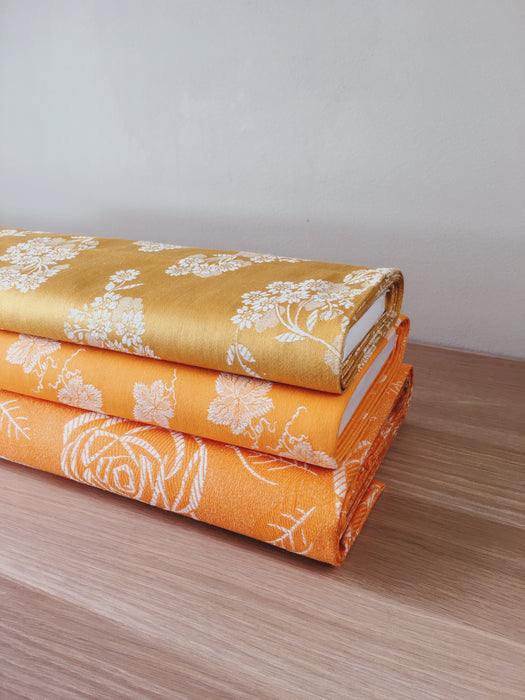 Floral yellow ticking yardage. Spain c.1950 - Various pieces