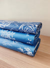 Floral blue ticking yardage. Spain c.1950 - Various pieces