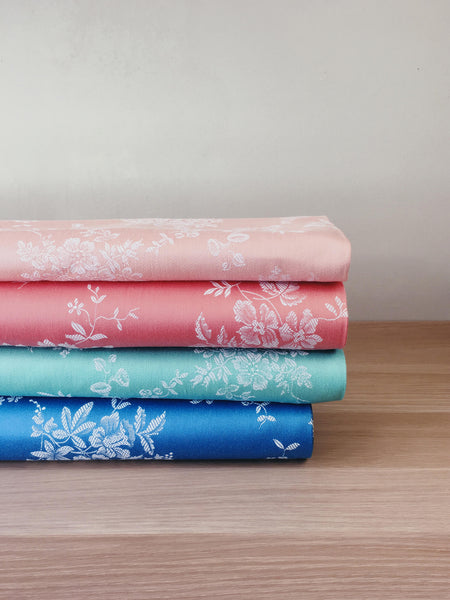 Pink floral ticking yardage. Spain c.1950 - Various pieces