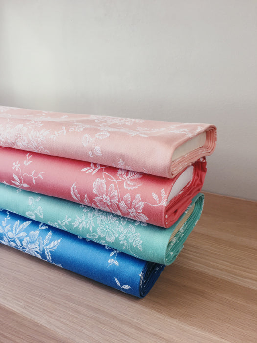 Pink floral ticking yardage. Spain c.1950 - Various pieces