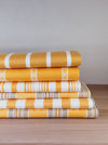 Yellow striped ticking yardage. Spain c.1950 - Various pieces