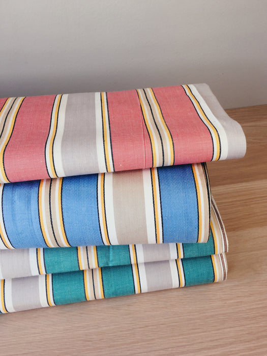 Green, blue, orange striped ticking yardage. Spain c.1950 - Various pieces