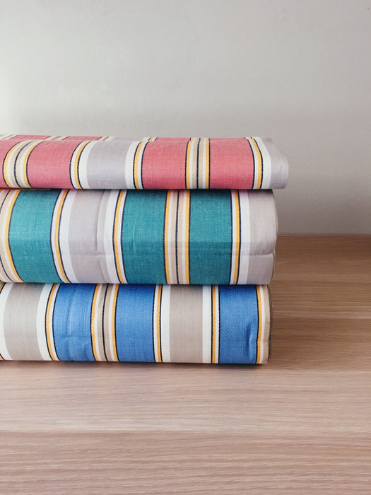 Green, blue, orange striped ticking yardage. Spain c.1950 - Various pieces