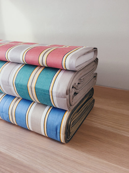 Green, blue, orange striped ticking yardage. Spain c.1950 - Various pieces