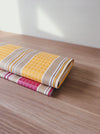 Yellow, red, pink striped ticking yardage. Spain c.1950 - Various pieces
