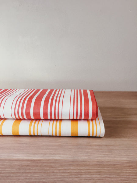 Red and yellow striped ticking yardage. Spain c.1950 - Various pieces