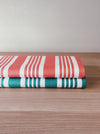 Red and green striped ticking yardage. Spain c.1950 - Various pieces