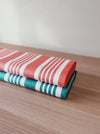 Red and green striped ticking yardage. Spain c.1950 - Various pieces