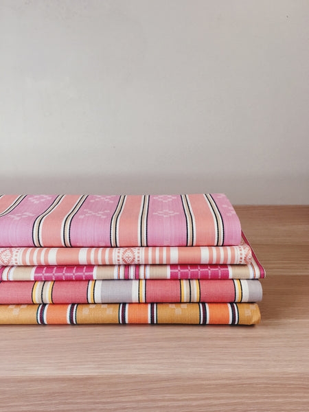 Pink striped ticking yardage. Spain c.1950 - Various pieces