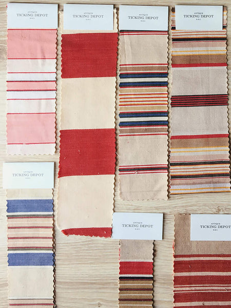 Ticking Depot - Antique Ticking Fabric Samples - Reds and Pinks