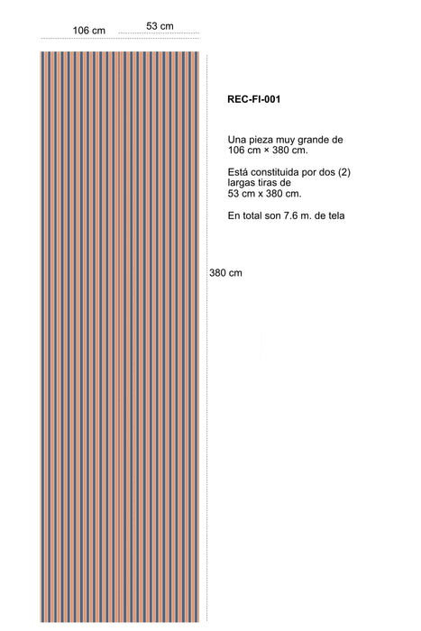 Orange and blue striped ticking. Finland c.1930 - 106×380 cm