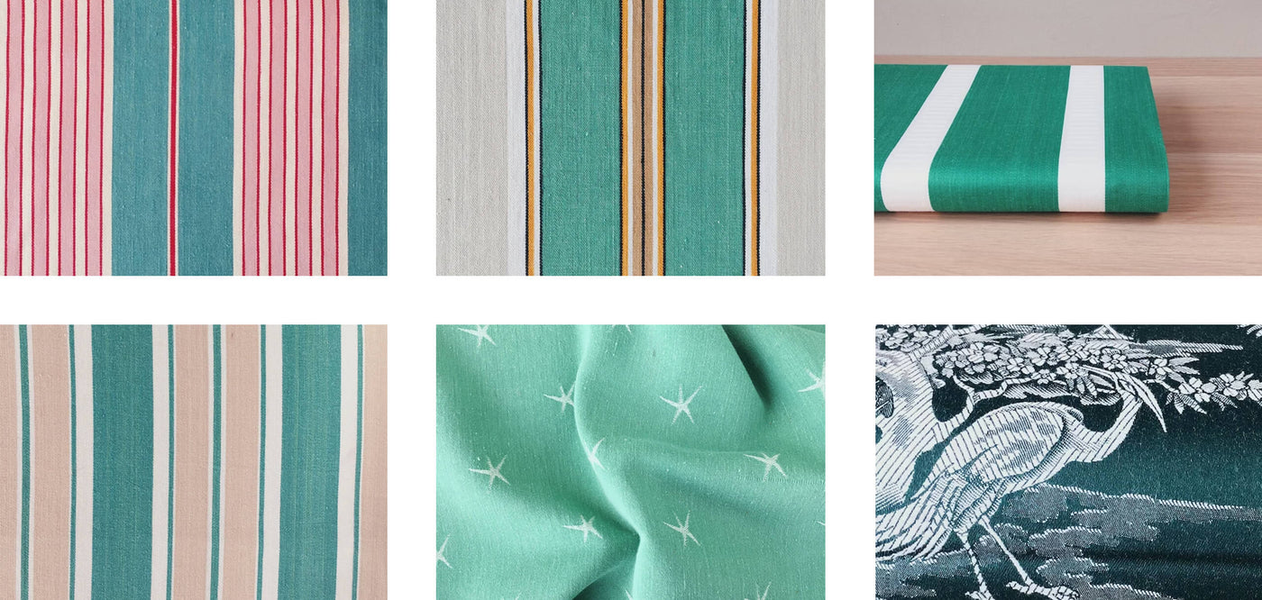 Shop For Green Antique Ticking Fabric